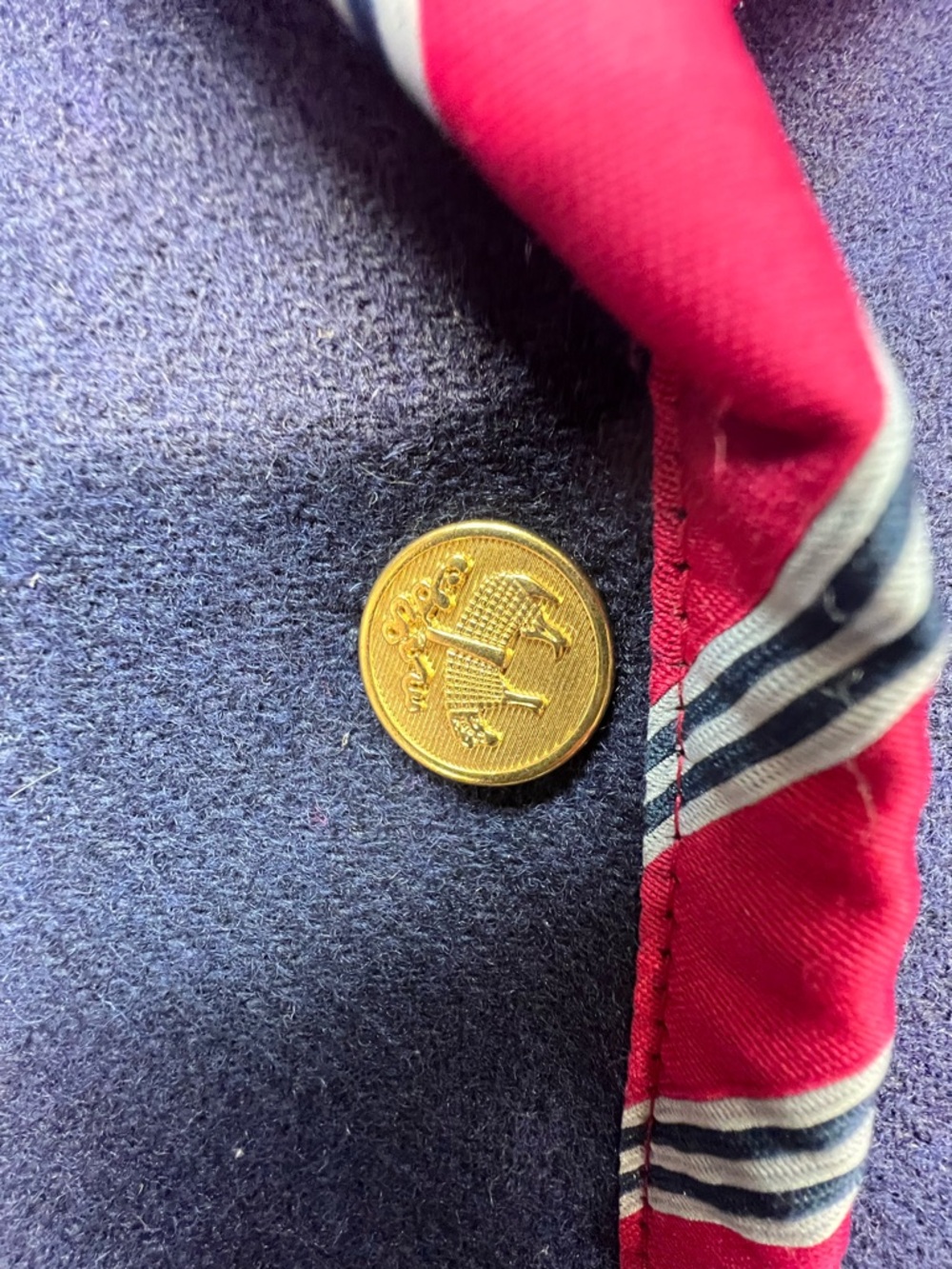 346 Brooks Brothers Womens Wool Striped Trim Blazer Jacket Navy Red Size 4 P - Picture 5 of 15